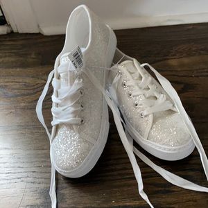 DB studio white glitter wedding sneakers